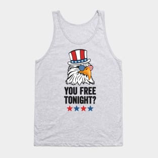 You Free Tonight? Funny Bald Eagle Wearing Patriotic Hat and Sunglasses for the 4th of July Tank Top